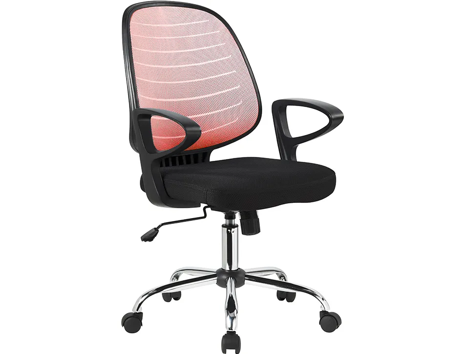 Chaise bureau q-connect rotative base metal maille maximum supporte 130kg 920+80x580x600mm rouge