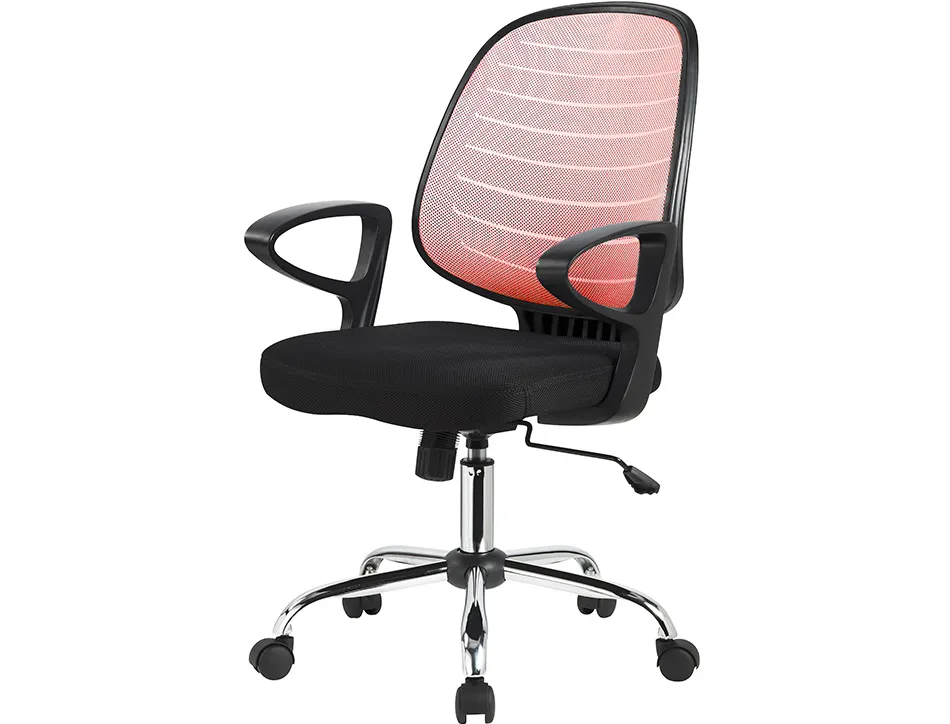 Chaise bureau q-connect rotative base metal maille maximum supporte 130kg 920+80x580x600mm rouge