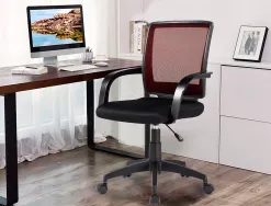Chaise bureau q-connect rotative base nylon maille maximum supporte 120kg 900+100x560x570mm rouge