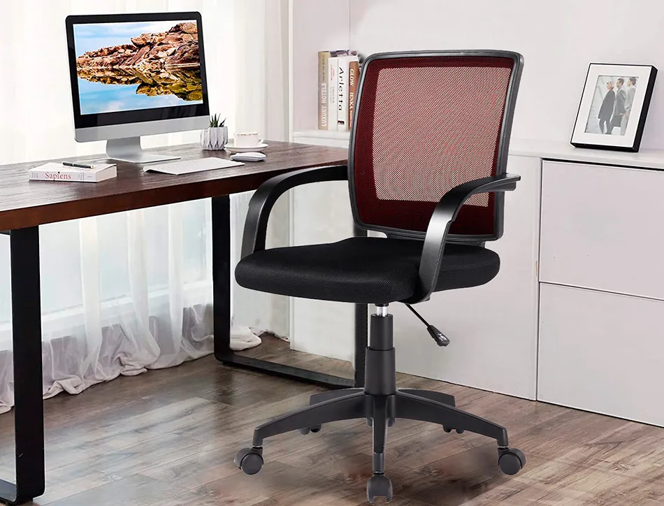 Chaise bureau q-connect rotative base nylon maille maximum supporte 120kg 900+100x560x570mm rouge