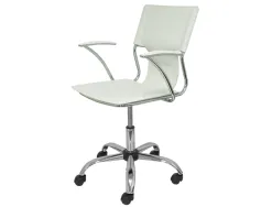 Chaise bureau q-connect rotative maximum supporte 100kg dim. 860+90x550x560mm simili cuir coloris blanc