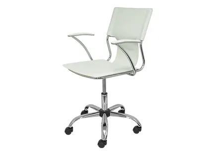 Chaise bureau q-connect rotative maximum supporte 100kg dim. 860+90x550x560mm simili cuir coloris blanc
