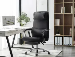 Chaise direction q-connect ravenna simil cuir base metallique haut max 1300 larg 550 prof 510mm roues premium noir