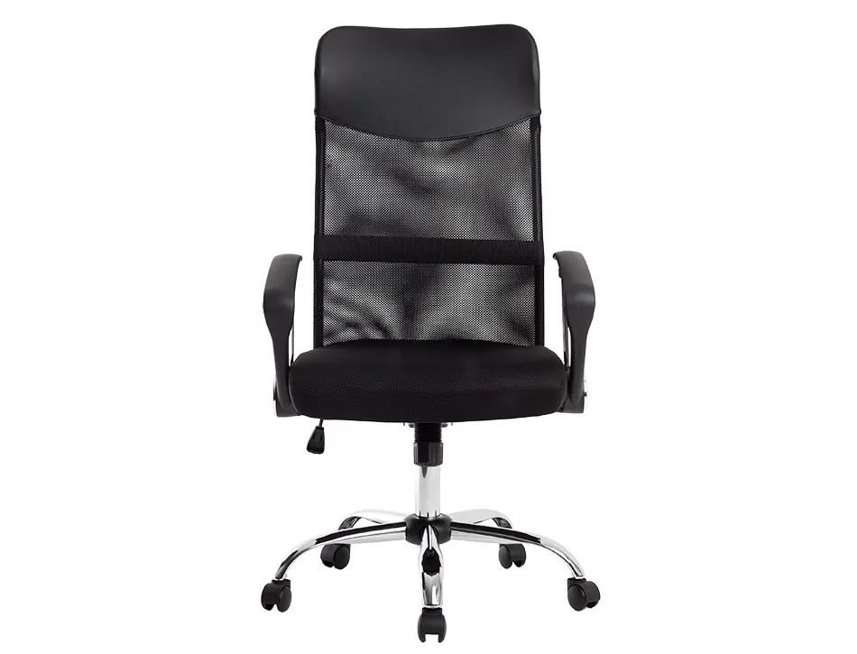Chaise direction q-connect imitation cuir et maille base metal maximum supporte 130kg 1110+100x640x610mm noir