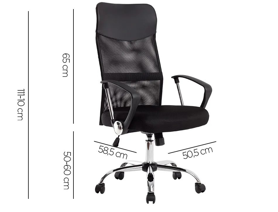 Chaise direction q-connect imitation cuir et maille base metal maximum supporte 130kg 1110+100x640x610mm noir