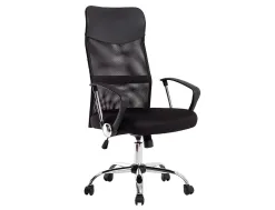 Chaise direction q-connect imitation cuir et maille base metal maximum supporte 130kg 1110+100x640x610mm noir