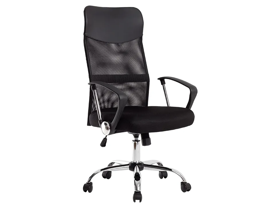 Chaise direction q-connect imitation cuir et maille base metal maximum supporte 130kg 1110+100x640x610mm noir