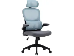 Chaise direction q-connect sorrento maille base metallique haut max 1320 larg 650 prof 600mm roues premium bleu-gris