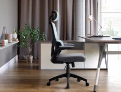 Chaise direction q-connect sorrento maille base metallique haut max 1320 larg 650 prof 600mm roues premium bleu-gris