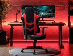 Chaise gaming q-connect orvieto simil cuir base metallique haut max 1200 larg 500 prof 510mm roues premium noir-rouge