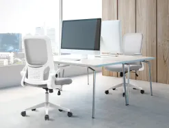 Chaise operateur q-connect alba maille base metallique haut max 1110 larg 610 prof 580mm roues premium gris clair