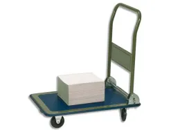 Chariot 1 plateau wonday pliant 150 kg en acier tapis antiderapant 2 roues fixes 2 roues pivotantes 100 mm