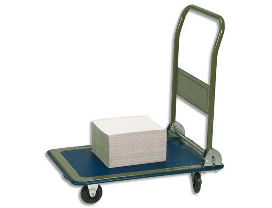 Chariot 1 plateau wonday pliant 150 kg en acier tapis antiderapant 2 roues fixes 2 roues pivotantes 100 mm
