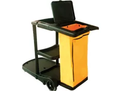 Chariot nettoyage q-connect polypropylène roues poche zip 2 étagères plateforme support seau 58x24x96cm