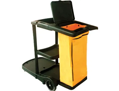 Chariot nettoyage q-connect polypropylène roues poche zip 2 étagères plateforme support seau 58x24x96cm