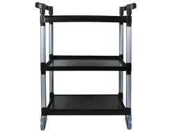 Chariot service q-connect acier 3 plateaux acier inoxydable 4 roues poignées 83x42x97cm