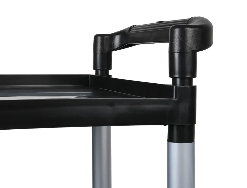 Chariot service q-connect acier 3 plateaux acier inoxydable 4 roues poignées 83x42x97cm