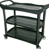 Chariot service q-connect plastique 3 plateaux plastique 4 roues poignées 111,5x52,4x94cm