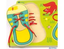 Chaussures a nouer andreu toys support en bois 30x22 cm