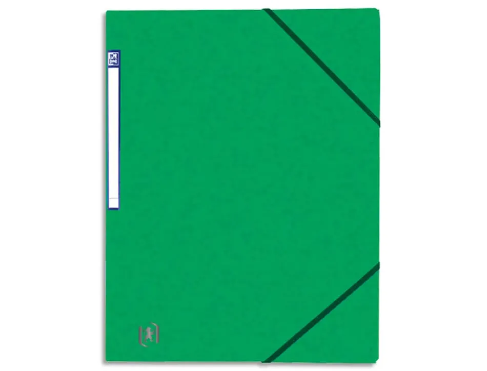 Chemise à élastique oxford simple top file carte lustrée 5/10e 390g étiquette sur la tranche vert 1 unidad