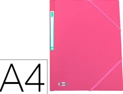 Chemise 3 rabats elba memphis polypropylène opaque 5/10e satiné format a4 24x32cm étiquette dos élastique coloris rose