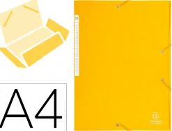 Chemise 3 rabats exacompta maxi capacity carte lustrée 5/10e format a4 24x32cm dos 35mm élastique coloris jaune