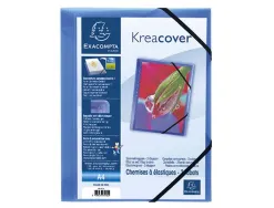 Chemise 3 rabats exacompta krea cover a4 couverture personnalisable pp transparent coloris bleu