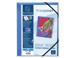 Chemise 3 rabats exacompta krea cover a4 couverture personnalisable pp transparent coloris bleu