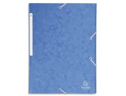 Chemise 3 rabats exacompta maxi capacity carte lustrée 5/10e format a4 24x32cm dos 35mm élastique coloris bleu