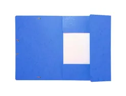 Chemise 3 rabats exacompta maxi capacity carte lustrée 5/10e format a4 24x32cm dos 35mm élastique coloris bleu