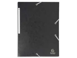 Chemise 3 rabats exacompta maxi capacity carte lustrée 5/10e format a4 24x32cm dos 35mm élastique coloris noir