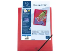 Chemise 3 rabats exacompta krea cover a4 couverture personnalisable pp transparent coloris rouge