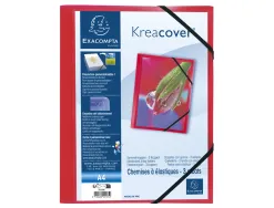 Chemise 3 rabats exacompta krea cover a4 couverture personnalisable pp transparent coloris rouge