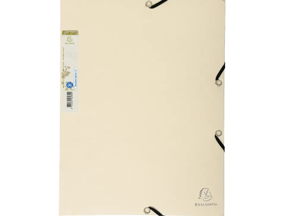 Chemise 3 rabats exacompta forever a4 carte recyclee 380gr fermeture elastique coloris sable