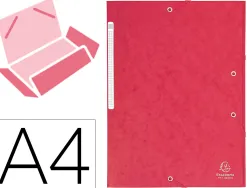 Chemise 3 rabats exacompta maxi capacity carte lustrée 5/10e format a4 24x32cm dos 35mm élastique coloris rouge