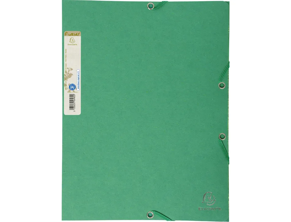Chemise 3 rabats exacompta forever a4 carte recyclee 380gr fermeture elastique coloris vert