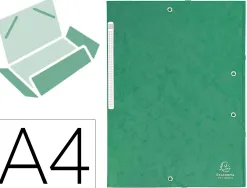 Chemise 3 rabats exacompta maxi capacity carte lustrée 5/10e format a4 24x32cm dos 35mm élastique coloris vert