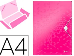 Chemise 3 rabats leitz wow polypropylène fermeture élastique coloris rose 235x320mm