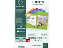 Chemise double poche 32x24cm 220g/m2 coloris assortis paquet 25 unités
