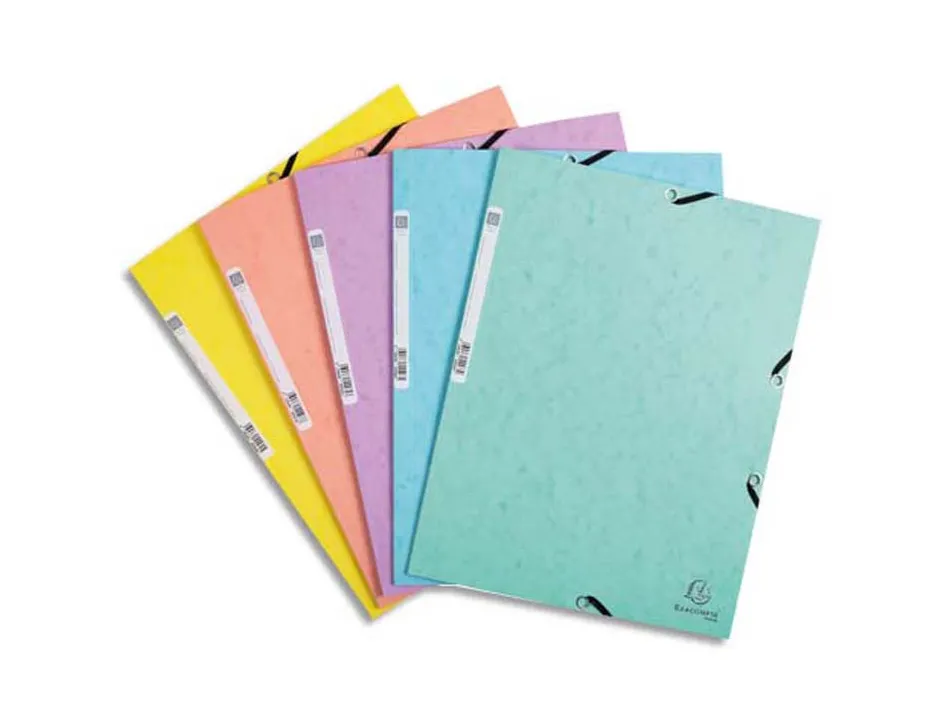 Chemise exa 3 rabats ca rte lustree 400g 4a 24x32cm elastique coloris pastel