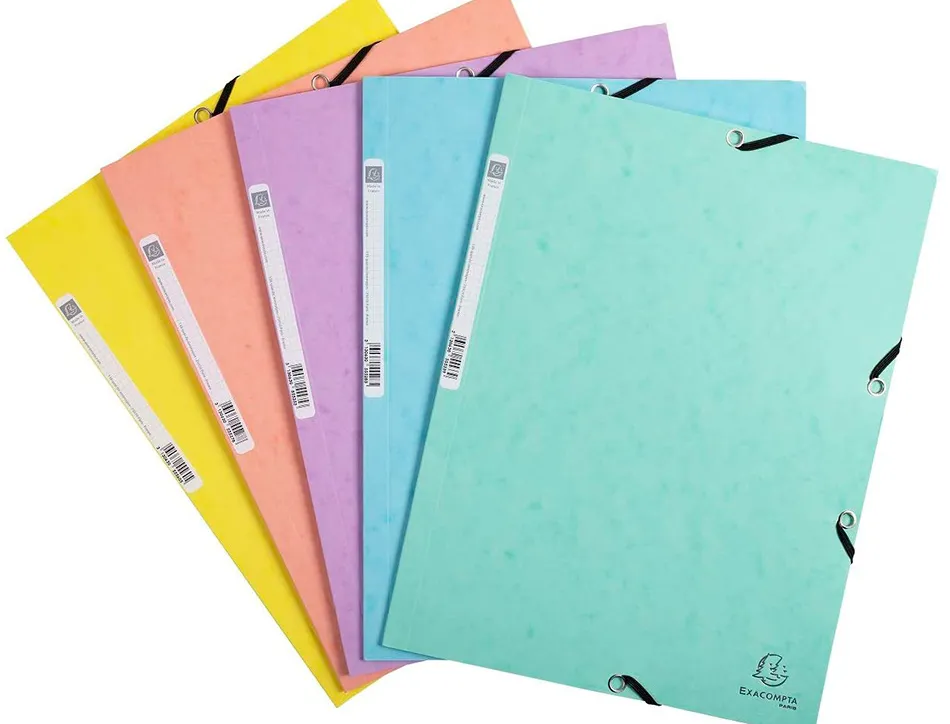 Chemise exa 3 rabats ca rte lustree 400g 4a 24x32cm elastique coloris pastel