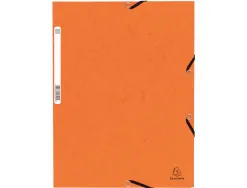 Chemise exacompta 3 rabats carte lustree 355gr a4 fermeture elastique etiquette coloris orange lot 10 unites