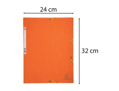 Chemise exacompta 3 rabats carte lustree 355gr a4 fermeture elastique etiquette coloris orange lot 10 unites