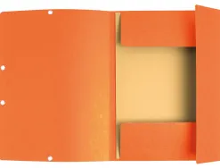 Chemise exacompta 3 rabats carte lustree 355gr a4 fermeture elastique etiquette coloris orange lot 10 unites