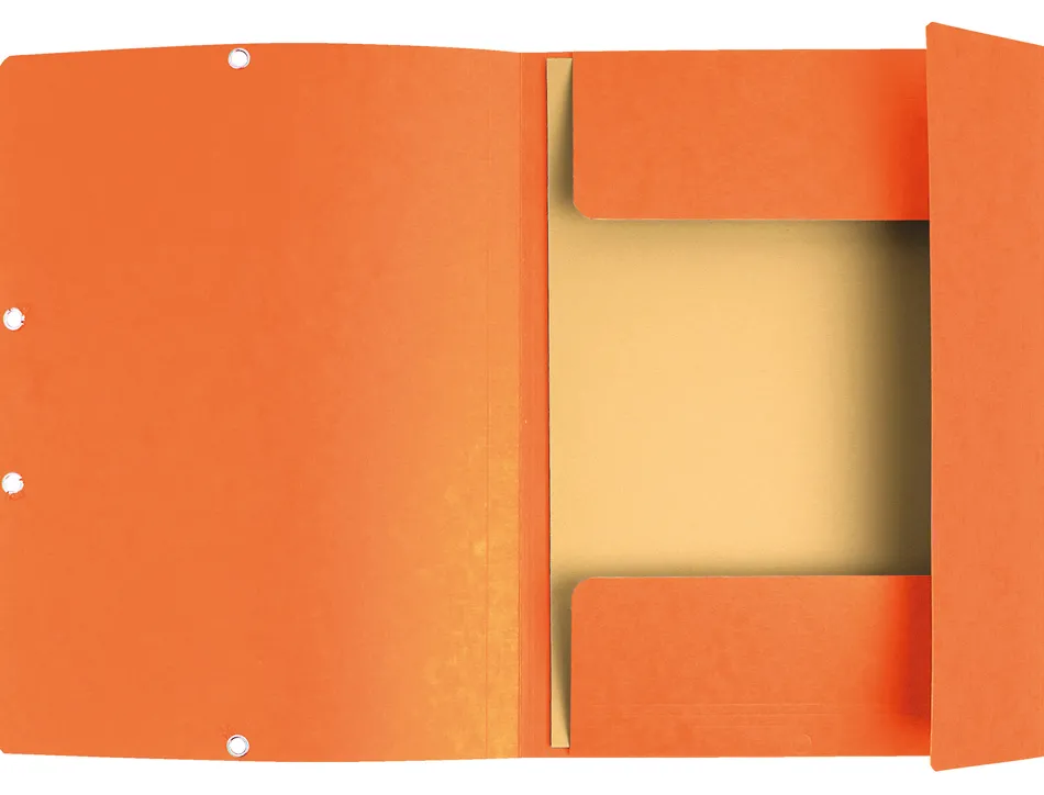 Chemise exacompta 3 rabats carte lustree 355gr a4 fermeture elastique etiquette coloris orange lot 10 unites