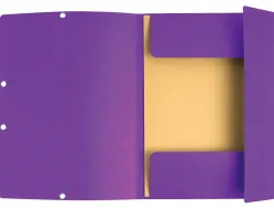 Chemise exacompta 3 rabats carte lustree 355gr a4 fermeture elastique etiquette coloris violet lot 10 unites