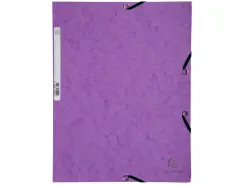Chemise exacompta 3 rabats carte lustree 355gr a4 fermeture elastique etiquette coloris violet lot 10 unites