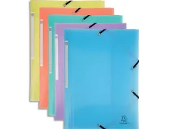 Chemise exacompta a elastiques 3 rabats a4 polypropylene chromaline pastel