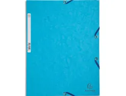 Chemise exacompta carte lustrée 5/10e 400g 3 rabats et élastique a4 format 240x320mm coloris turquoise