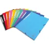 Chemise exacompta carte lustrée 5/10e 400g 3 rabats et élastique a4 format 240x320mm coloris vifs assortis 50 unités